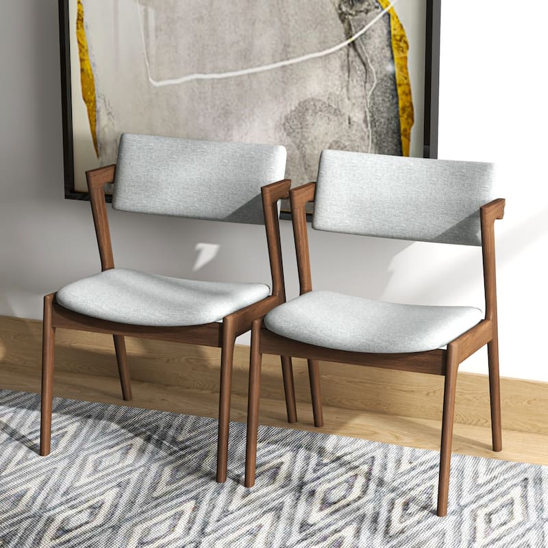 Renaud Mid-Century Modern Fabric Dining Chair in Grey (Set of 2) - Grey