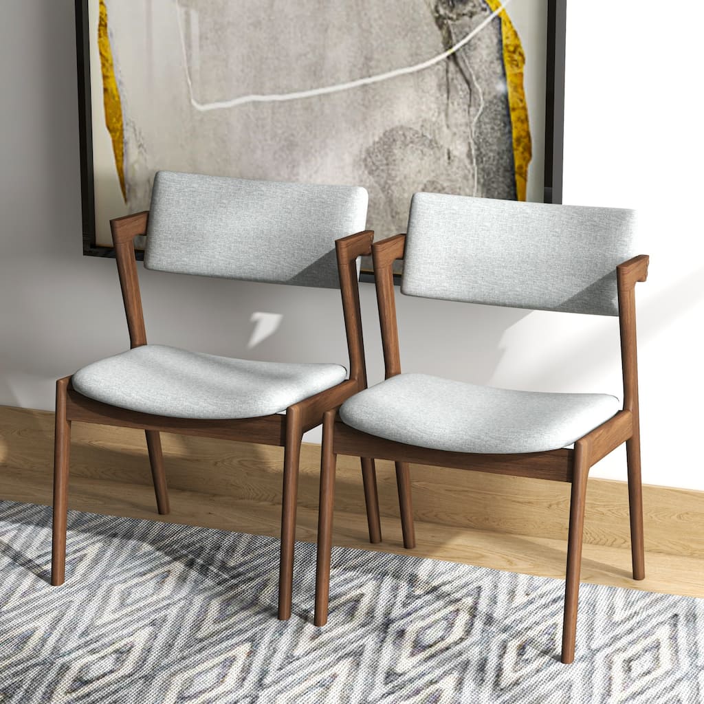 Renaud Mid-Century Modern Fabric Dining Chair in Grey (Set of 2)