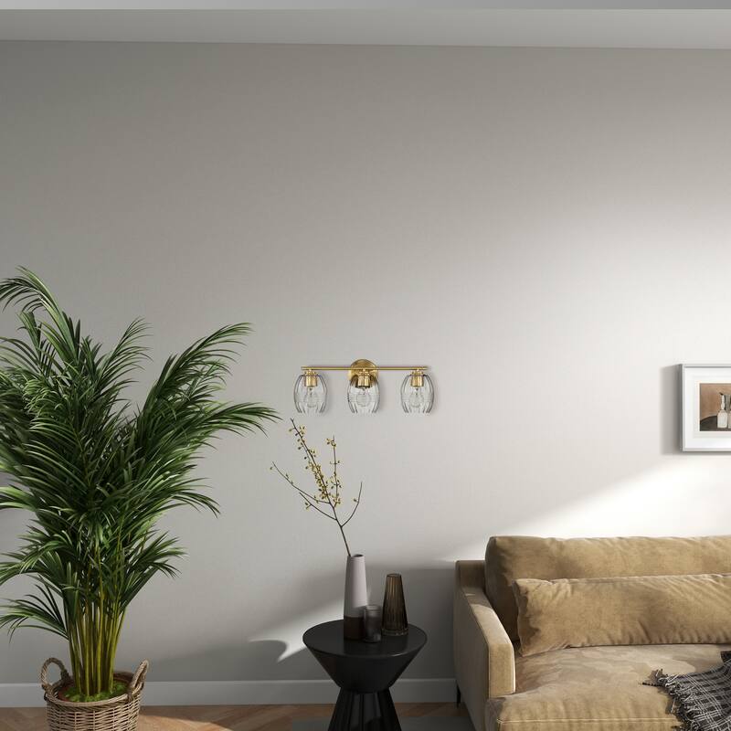 Lunix Three-Light Bathroom Vanity Fixture with Clear Glass Shades