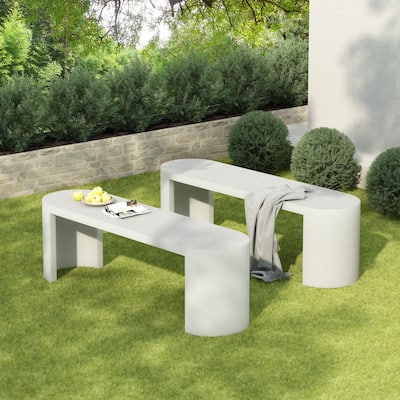Christopher Knight Home - Lior Outdoor Terrazzo White Concrete Dining Bench