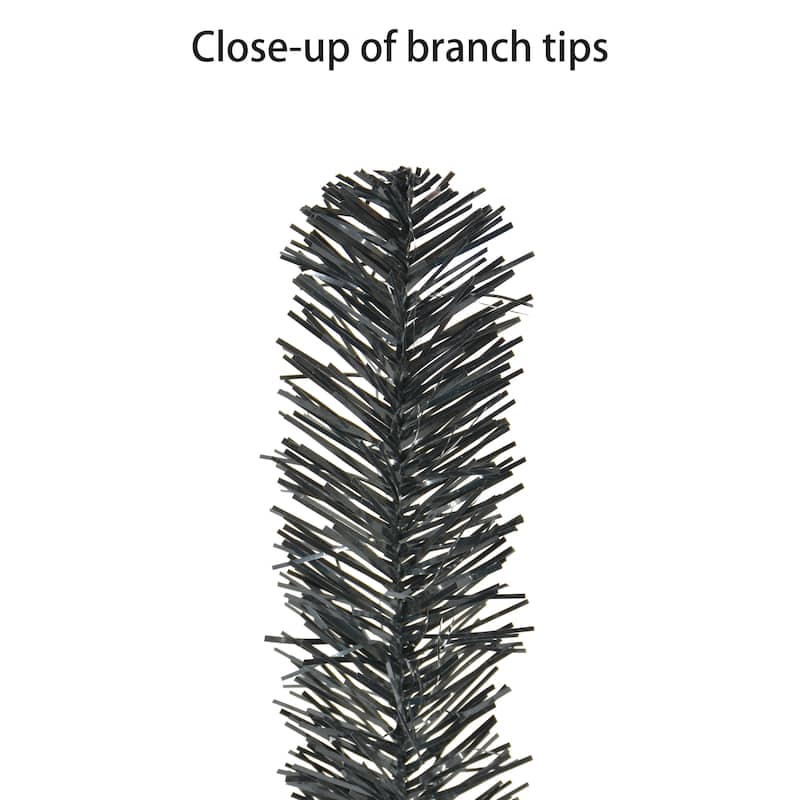 Puleo International 4.5 ft. Pre-lit Black Tinsel Tree