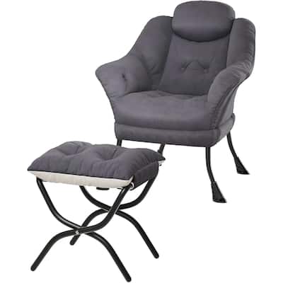 Lazy Chair, Ergonomic Reading Armchair Foldable Footrest, Modern Lounge Chair Removable Washable Cover