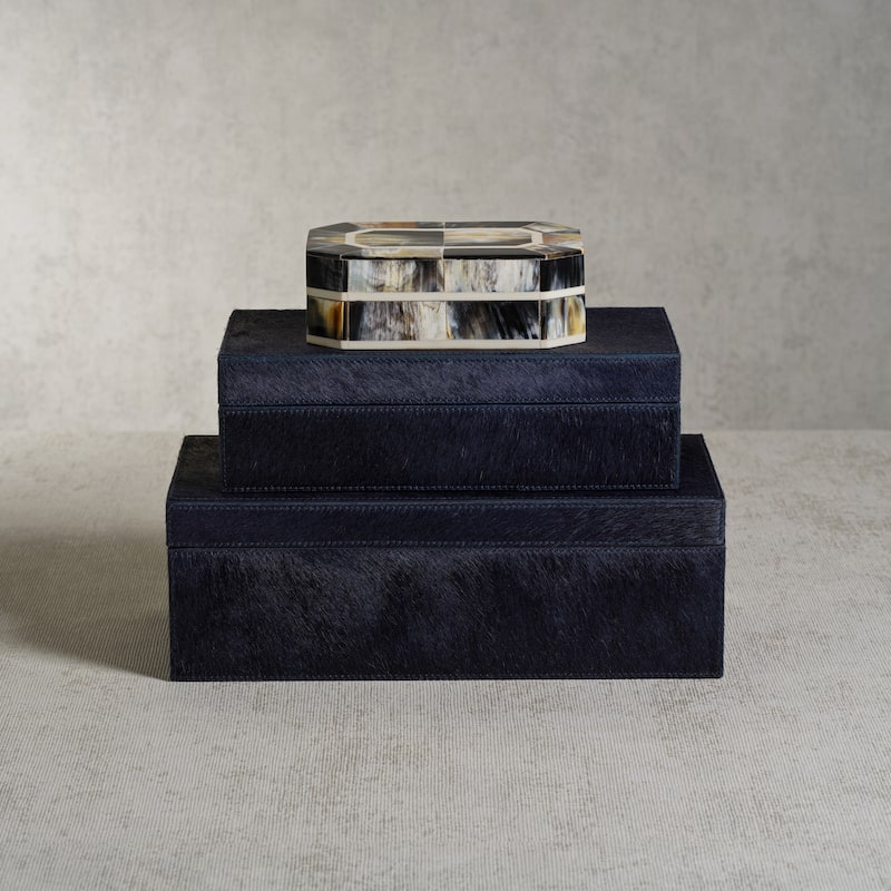 Baldur Black Horn Inlaid Decorative Box with Ivory Trim