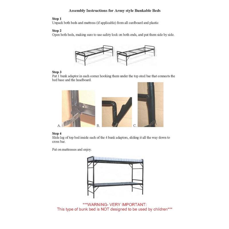 Blantex Army Style Bunkable Bed with Retractable Legs Bed Bath