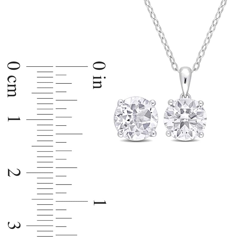 Miadora Gemstone Birthstone Earrings and Necklace Set Sterling Silver