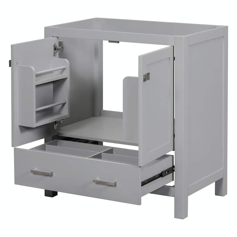 30" White Bathroom Vanity with Single Sink, 2 Doors, and Drawer