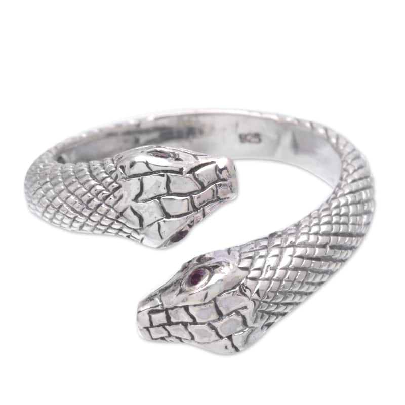 Novica Handmade Honeymoon Snake Men'S Amethyst Ring - 7