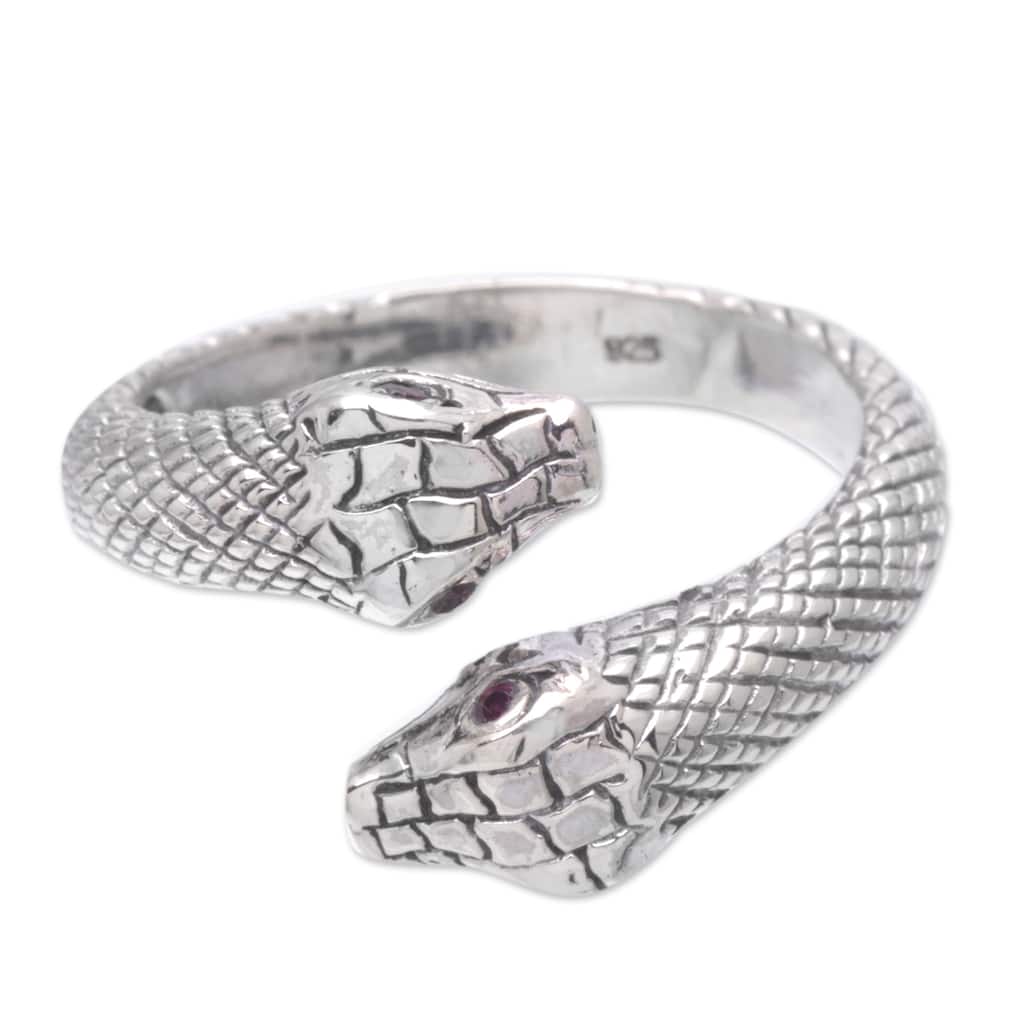 Novica Handmade Honeymoon Snake Men'S Amethyst Ring