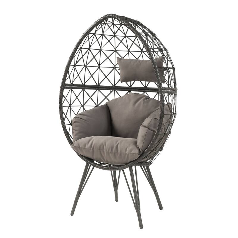 Montego Light Grey and Black Patio Chair with Upholstered Custhion