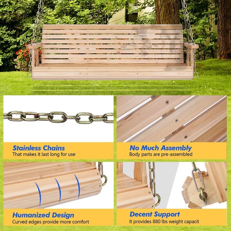 3 person wooden porch swing 2025