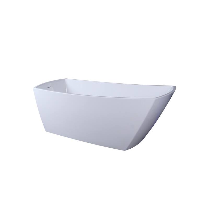 Indigo Home 67 inch Soaking Single Slipper Rectangular Bathtub in Glossy White