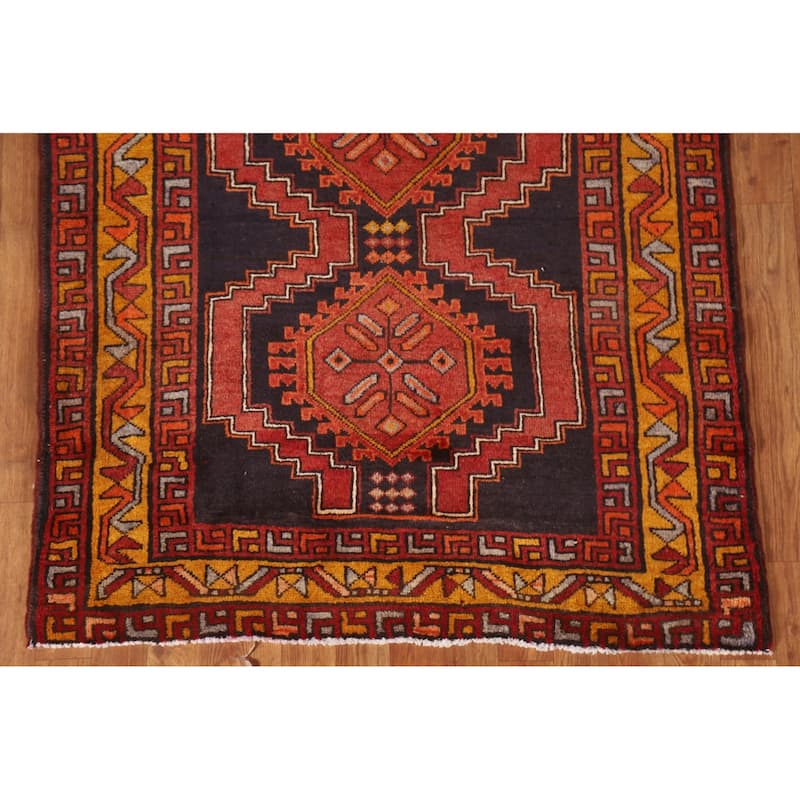 Orange Ardebil Persian Vintage Runner Rug Handmade Wool Carpet - 3'9"x 13'3"