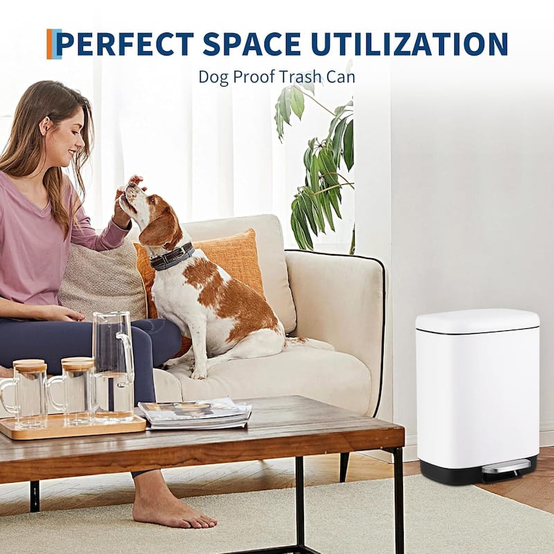 12 Litre Stainless Steel Kitchen Waste Bin, White