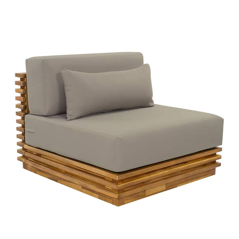 Christopher Knight Home - Outdoor 2-Piece Wood Conversation Set with Cushions and Side Table