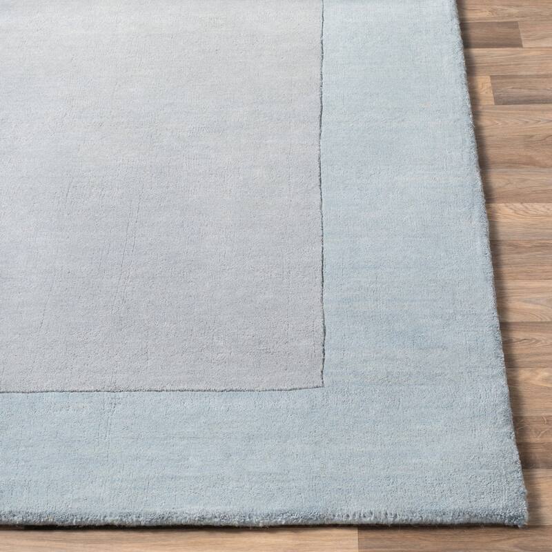 Hand Loomed Odessa Solid Bordered Tone-On-Tone Wool Area Rug