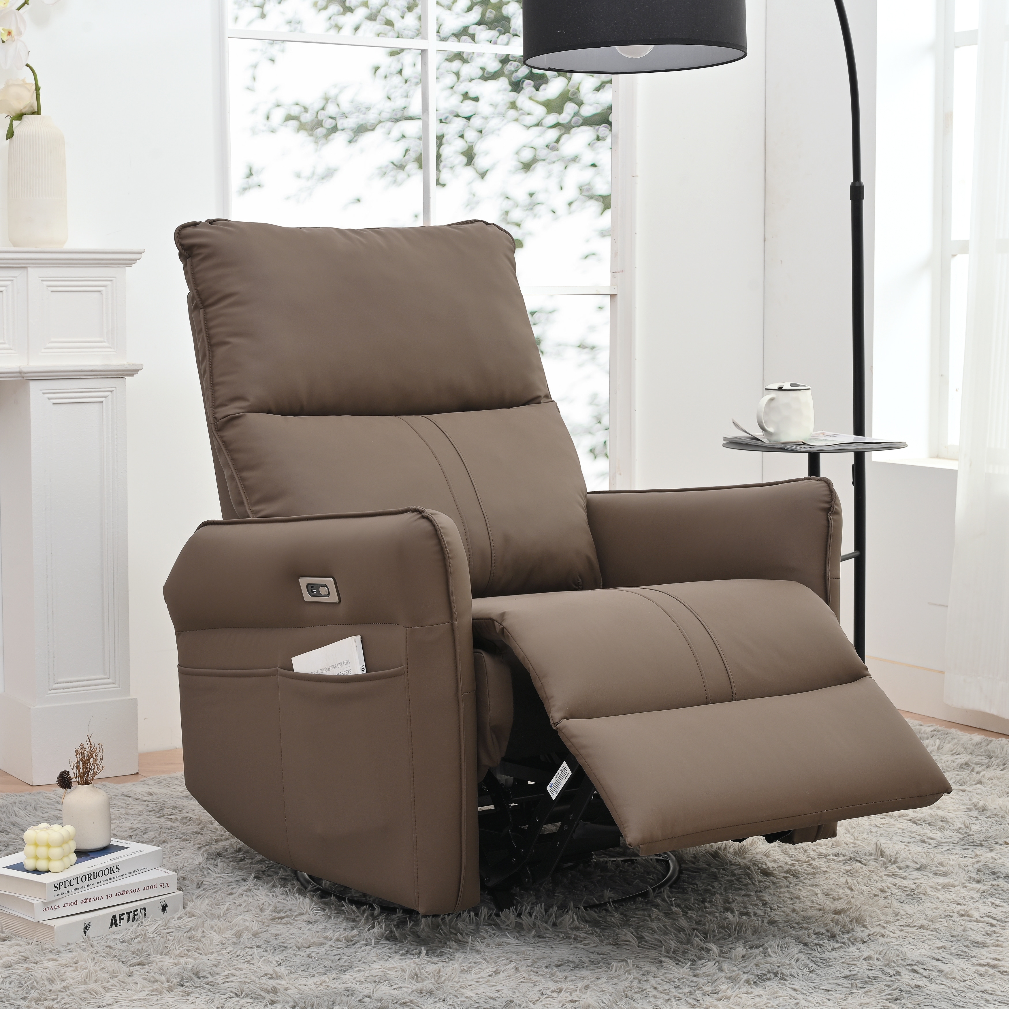 270° Power Swivel Rocker Recliner with USB Ports: Electric Glider for Nursery or Living Room