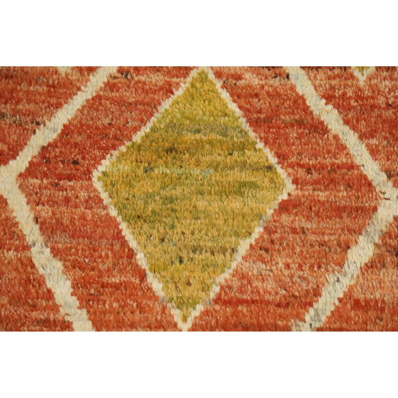 Orange Moroccan Oriental Area Rug Handmade Bedroom Wool Carpet - 6'8" x 9'11"