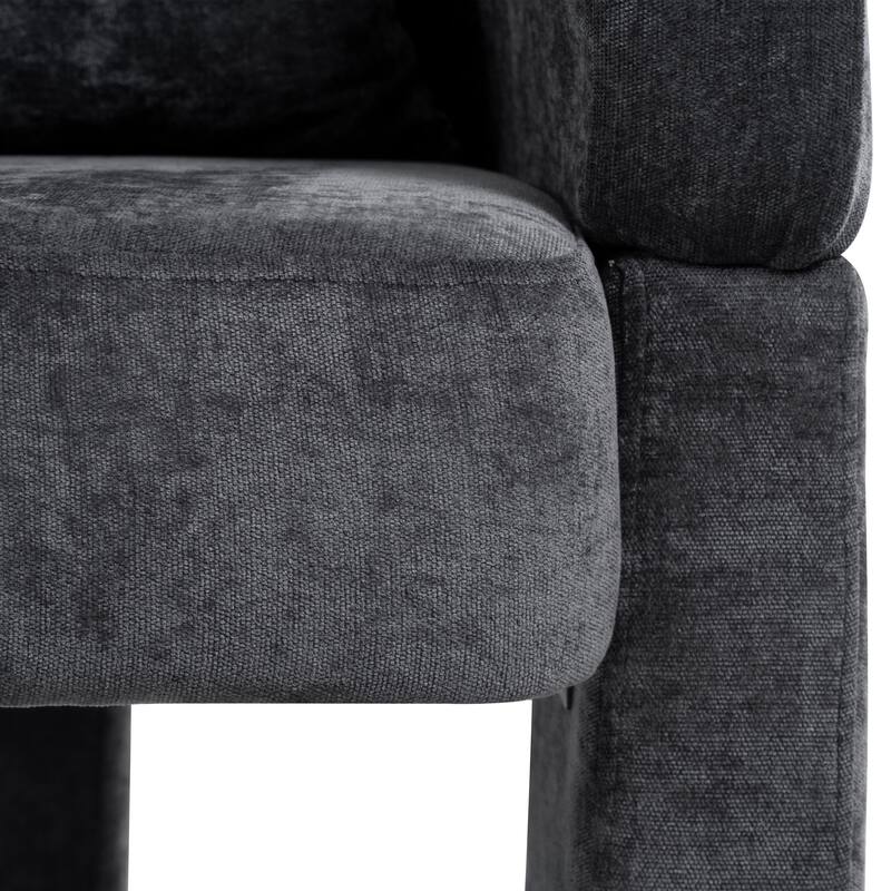 Modern 3-Leg Chenille Accent Chair with Ergonomic Arms & Removable Pillow