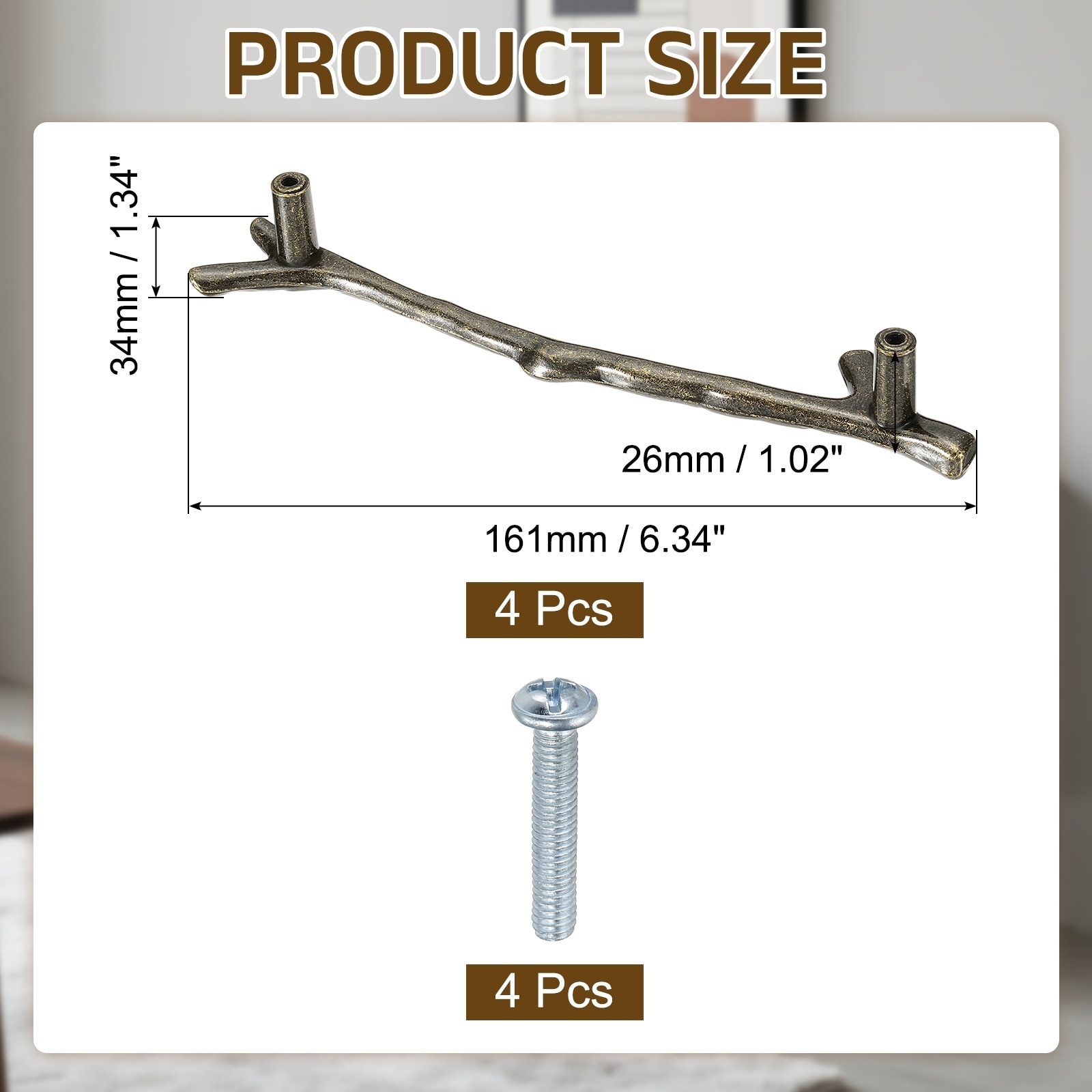 Twig Knobs, Zinc Alloy Tree Branch Furniture Dresser Pull Handles for Kitchen Wardrobe