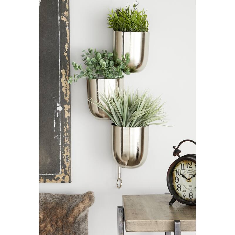 Metal Indoor Outdoor Layered Indoor Outdoor Wall Planter - Gold, Silver, Black, White - Roche River Decor