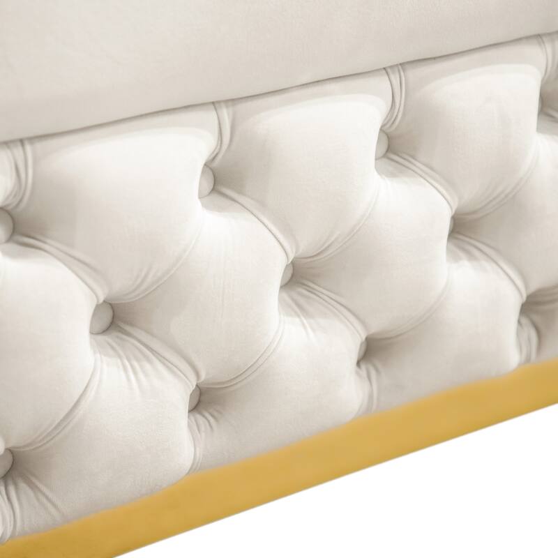 Furniture of America Urgoto Glam 2-Piece Beige Polyester Fabric Button Tufted Sofa Set
