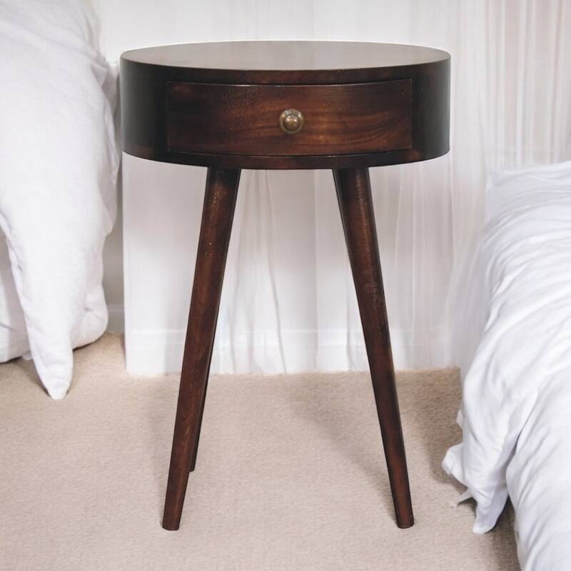 Artisan Furniture Solid Wood Nordic California Walnut Circular Shaped Bedside