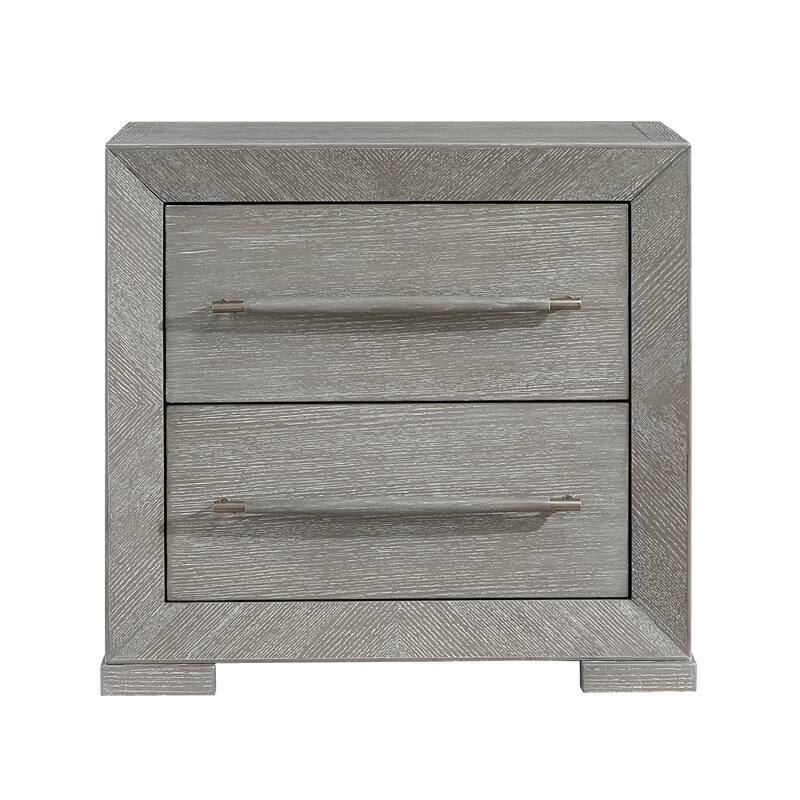 Gray Finish 4pc Bedroom Furniture Set Contemporary Bed Dresser Mirror Nightstand