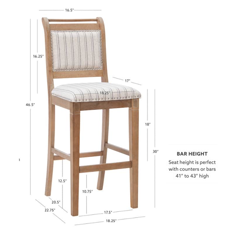Demi-Grey Rustic Striped Bar Stool