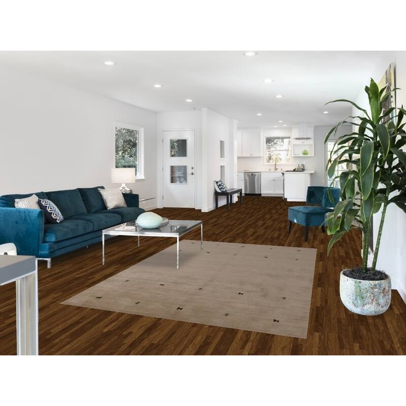 Hand Knotted Oriental 100% Wool Carpet Tribal Animal Pictorial Beige & Ivories Gabbeh Area Rug - 7' 7'' X 5' 4''