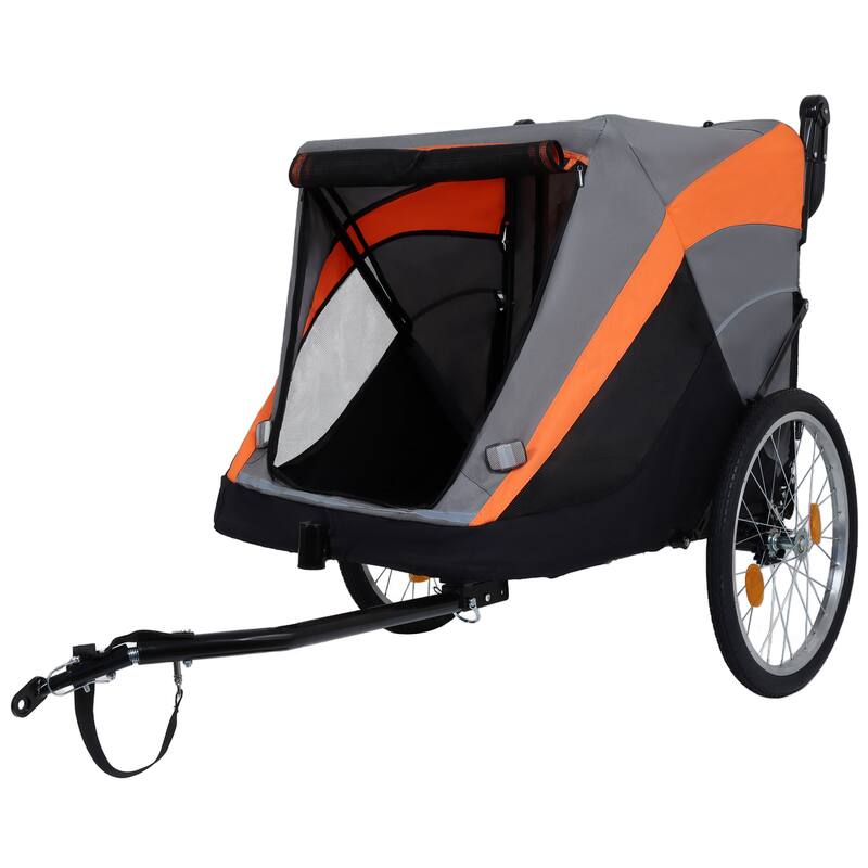 2-In-1 Bike Trailer & Push Cart For Pets-Quick Release Wheel,Pockets And Storage Bag,Holds Pets Up To 88 Lbs