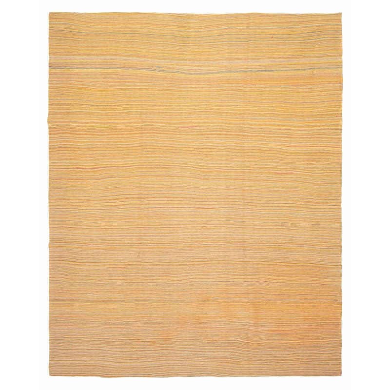 ECARPETGALLERY Flat-Weave Boho Brown Wool Kilim - 6'9 x 8'5 - Light Brown - 6'9 x 8'5