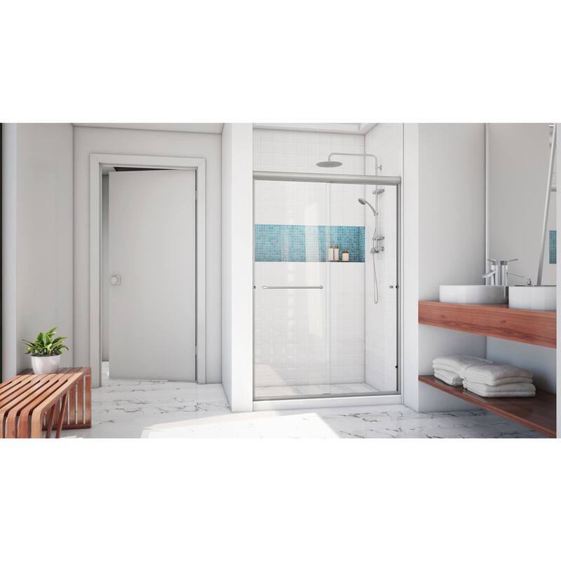 DreamLine Alliance Pro LT 44 - 48 in. W x 70 3/8 in. H Semi-Frameless Bypass Sliding Shower Door in Brushed Nickel & Clear Glass