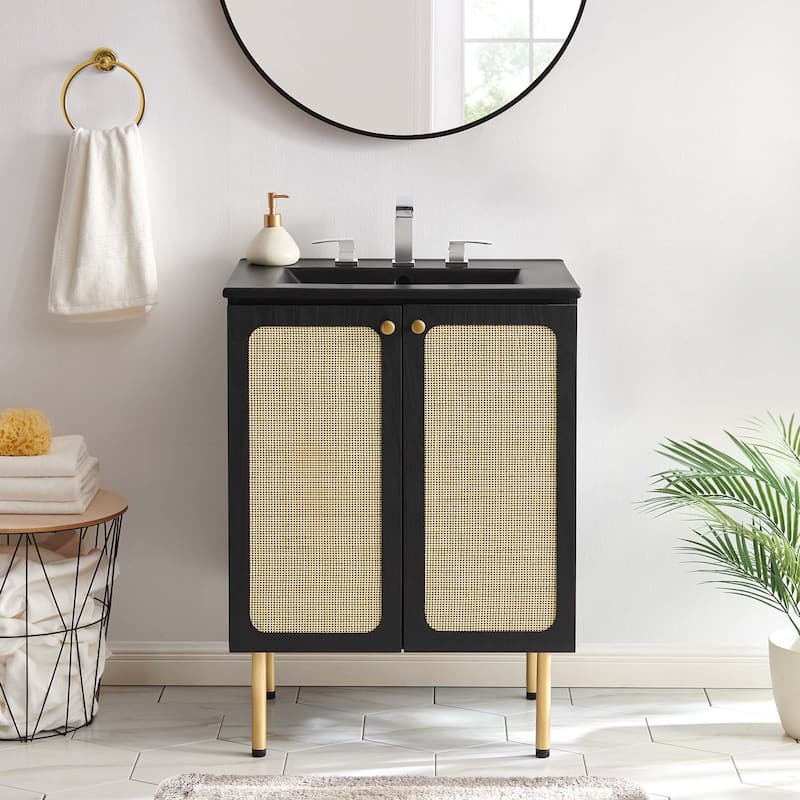 Chaucer Bathroom Vanity with Black Basin Included - Black Black - 24"