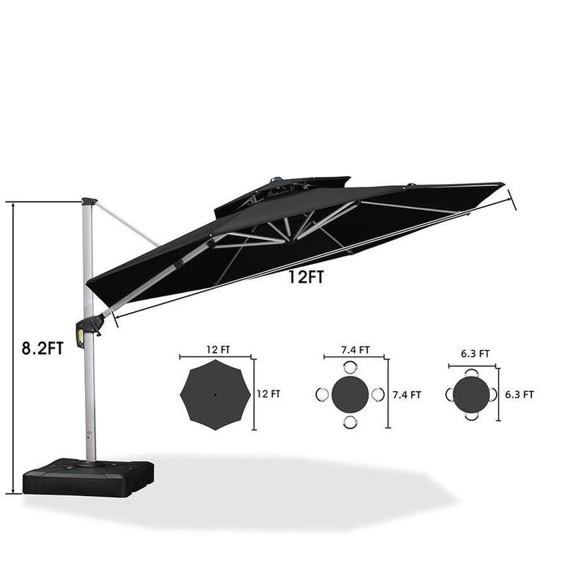 PURPLE LEAF Double Top Round Patio Large Cantilever 360 Degree Rotation 10/11/12/13ft Outdoor Classic Umbrella