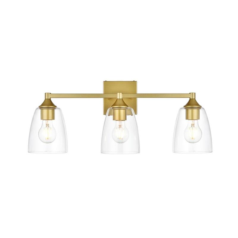 Gina 1 Light Black and Clear Bath Sconce - Brass - 24