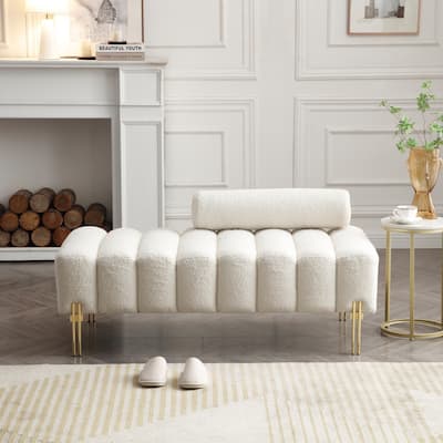 53.2" Width Modern End of Bed Bench Fabric Upholstered 2 Seater Sofa Couch Entryway Ottoman Bench