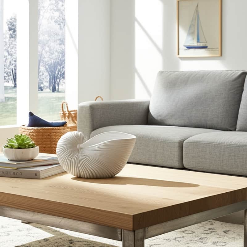 Decorative Ceramic Shell Accent Coral Figurine - White