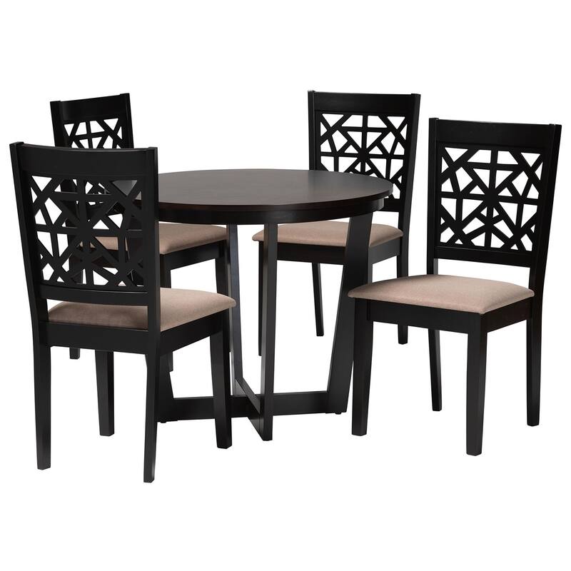 Jamie Moden Wood 5-Piece Dining Set - Beige, Dark Brown