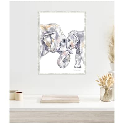Kate and Laurel Sylvie Mother and Baby Elephant Framed Canvas by Patricia Shaw