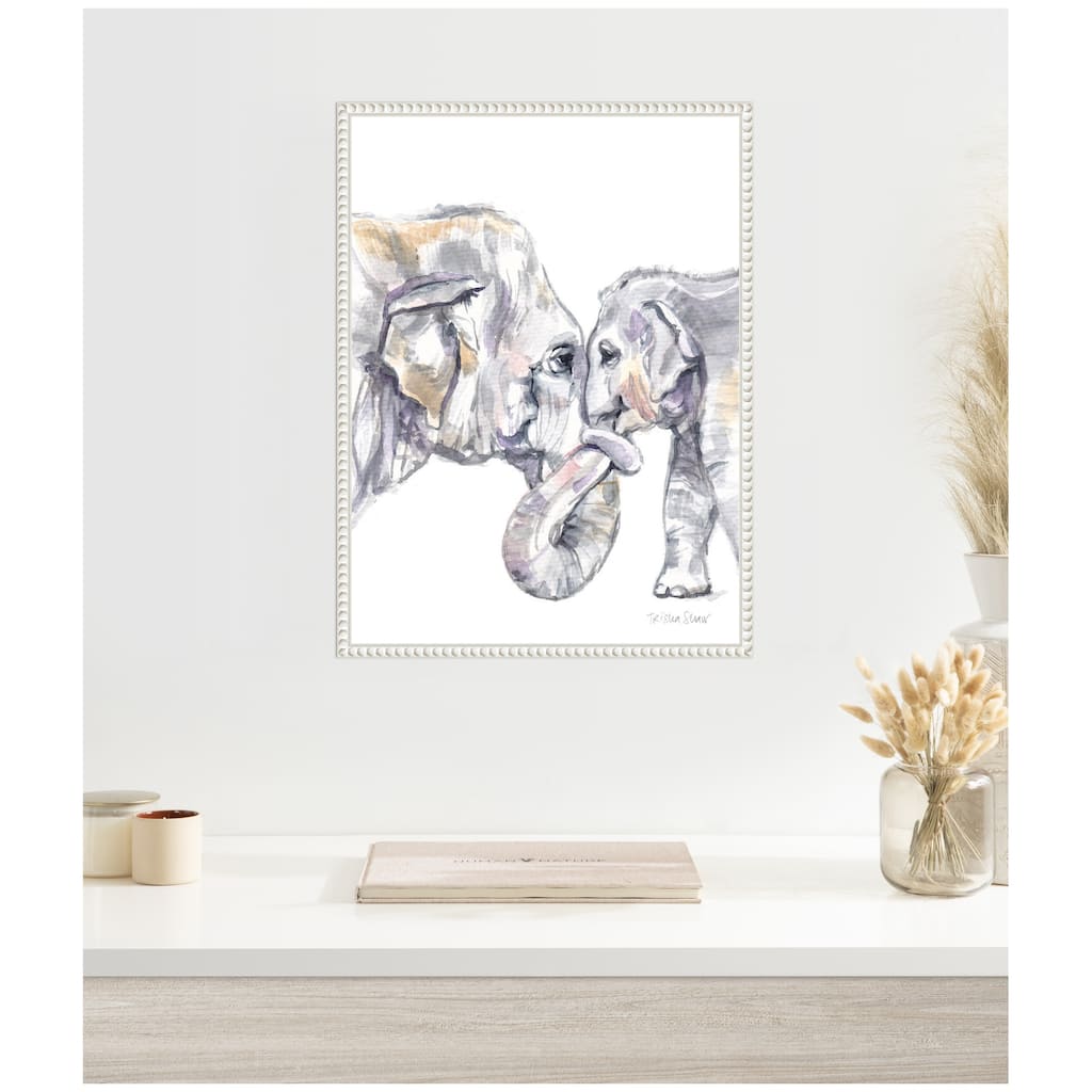 Kate and Laurel Sylvie Mother and Baby Elephant Framed Canvas by Patricia Shaw