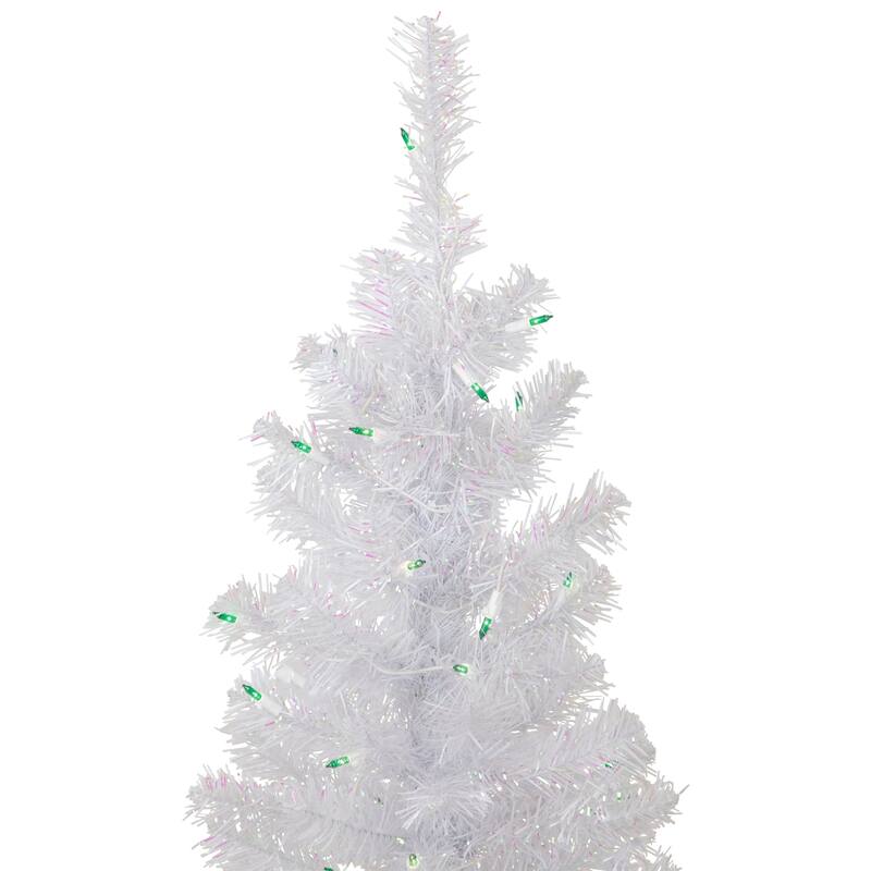 Pre-Lit Medium Rockport White Pine Artificial Christmas Tree - 4' - Green Lights - 4 Foot