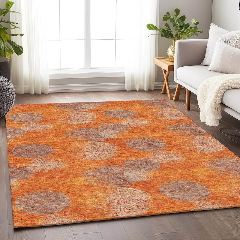 Premium Washable Super Soft Modern Sphere Mayfield Rug - Orange - 9' x 12'