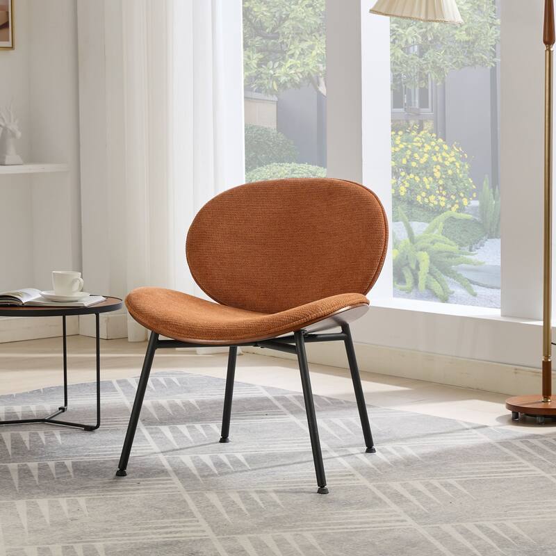 GDF Studio - Shells Mid-Century Modern Fabric Lounge Chair with Walnut Wood Base and Comfortable Curved Backrest