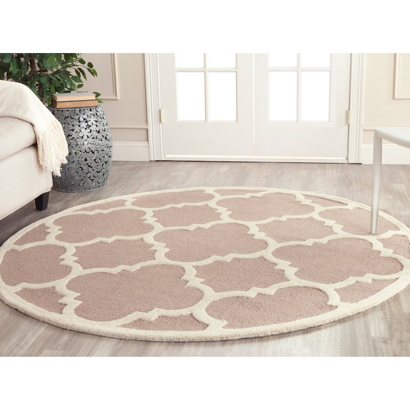 SAFAVIEH Handmade Cambridge Gullveig Modern Moroccan Wool Rug - 8' Round - Beige/Ivory