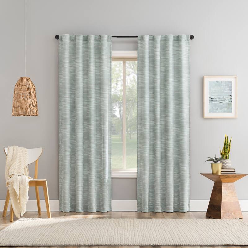 No. 918 Laurel Space Dyed Textured Semi-Sheer Back Tab 1-Piece Curtain Panel, Single Panel