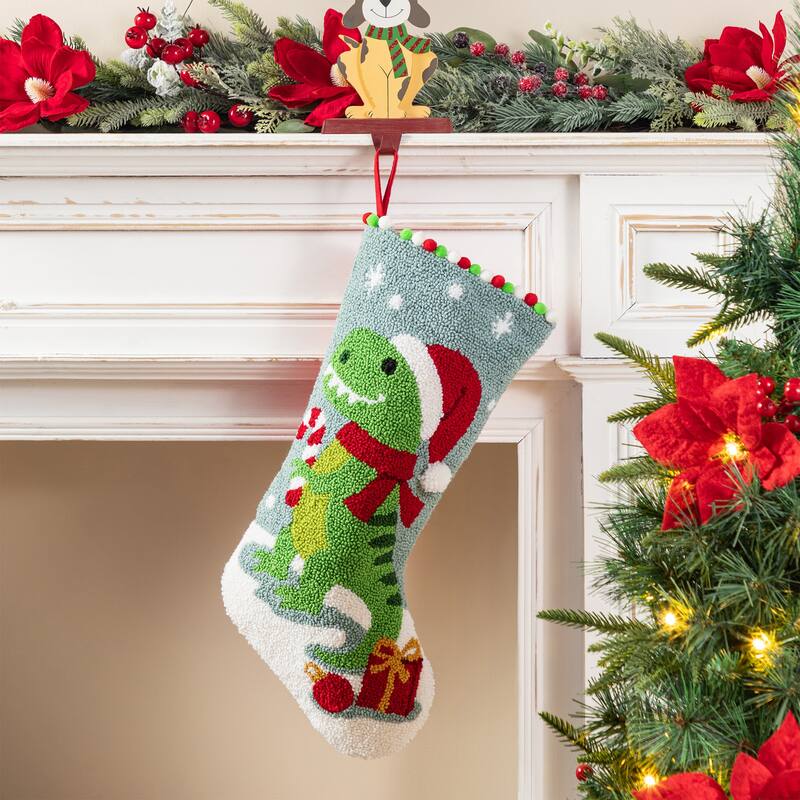 Glitzhome Christmas Reindeer Fox Cat Dog Dinosaur Warm Hooked Stocking