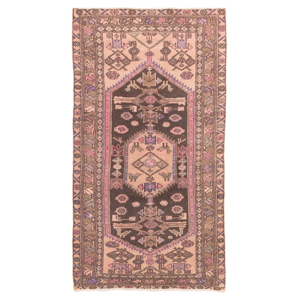 ECARPETGALLERY Hand-knotted Antalya Vintage Brown Wool Rug - 3'4 x 6'3