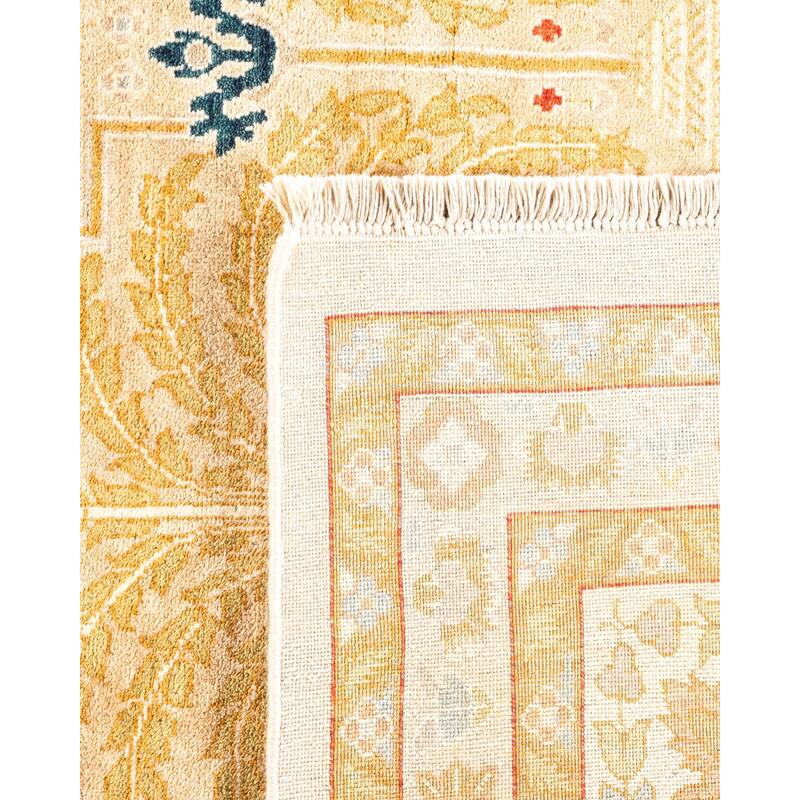 Overton Hand Knotted Wool Vintage Inspired Traditional Mogul Yellow Area Rug - 9' 1" x 12' 5"