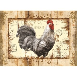 Set of 4 same semi clear plastic PLACEMATS 17" x 12" ROOSTER IN THE MIDDLE 