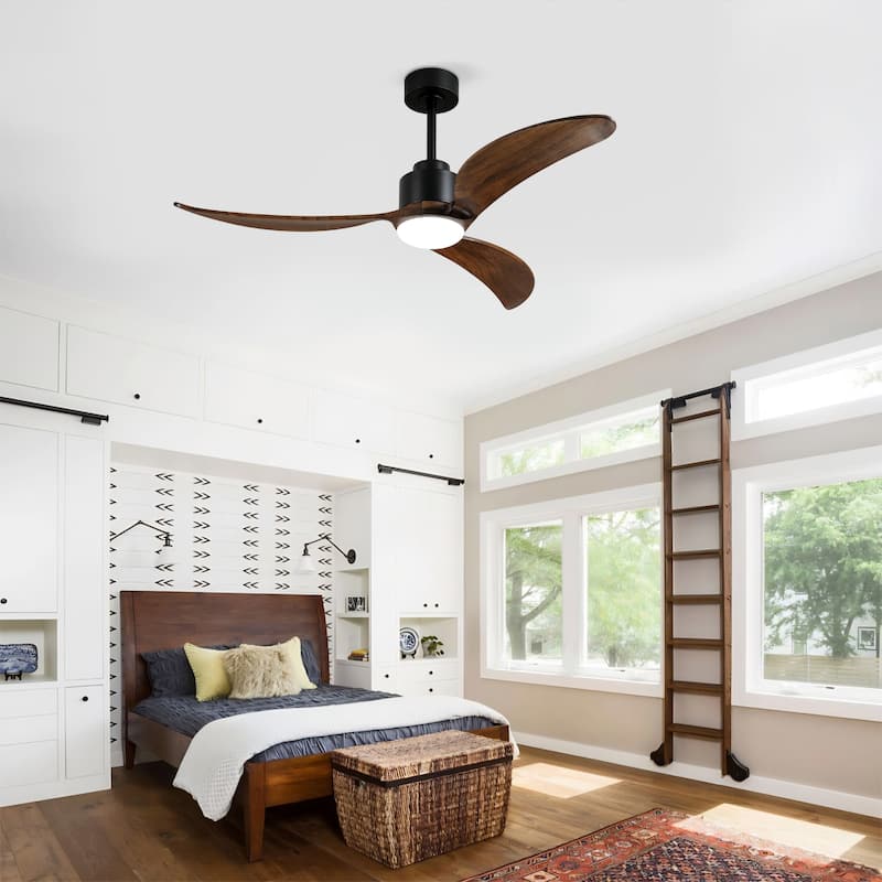 52" Ceiling Fan with Dimmable LED Light Remote Control,Quiet DC Motor 6 Speed Levels,Adjust Height Reversible Ceiling Fan